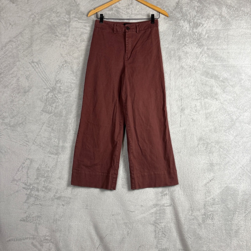 Frank And Oak Womens Mahogany Brown Organic Cotton Wide Leg Crop Pants Size 4